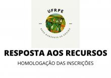 logo da Renoen/UFRPE seguida por texto "resposta aos recursos - homologação das inscrições" 